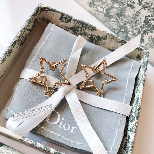 Dior飾品 迪奧經典熱銷款五角星吊水鑽cd耳釘  zgd1107